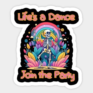 Dancing Skeleton Rainbow Sticker